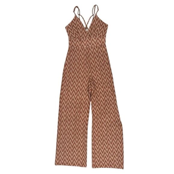 No Comment Pants - No Comment Women's Chevron Strappy Back Jumpsuit Multicolor Size Small